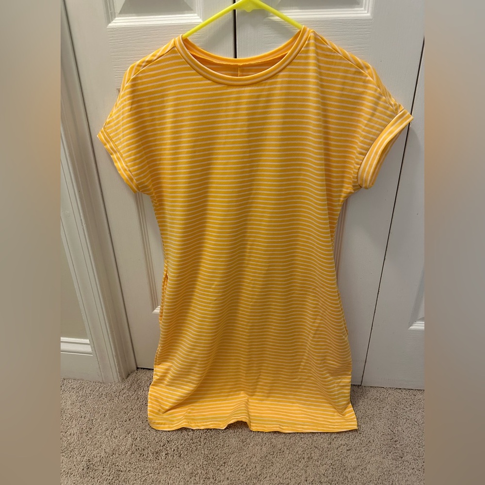 SHEIN Yellow Striped T-Shirt Dress